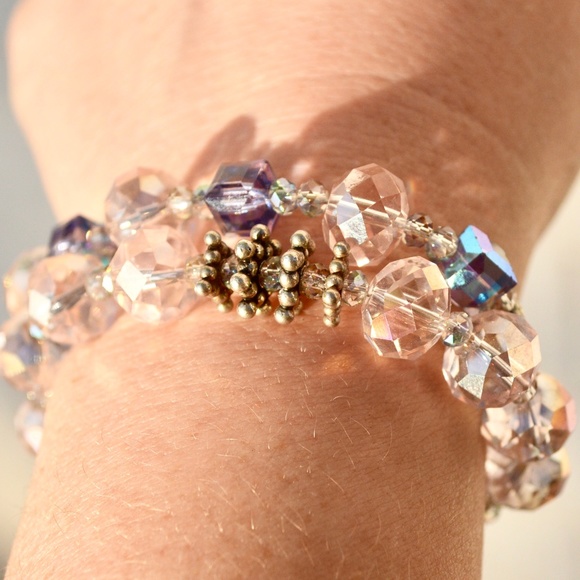 Conceptual Subculture Jewelry - 2 Sterling Silver Crystal Bracelets Handmade Beads